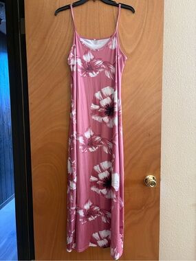 Floral Slip Maxi Dress in Rose Pink
